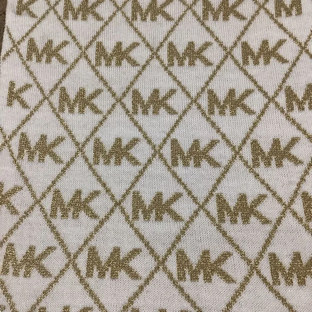 MICHAEL Michael Kors Signature Logo Sparkly Glittery Gold & Cream Colored Scarf